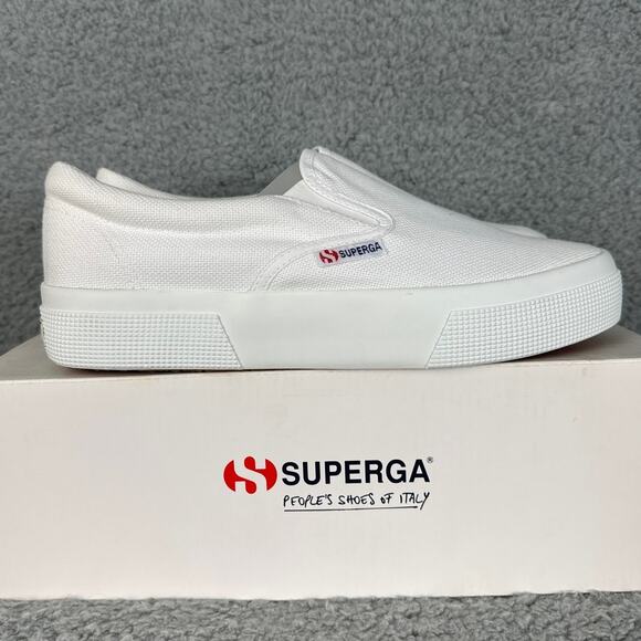 Superga Women’s 2740 Platform Slip-On White Canvas Size 41 (9.5 US) NIB - Picture 3 of 7